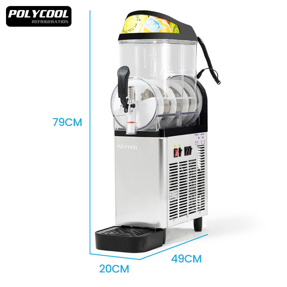 12L Commercial Slushie Machine with Donper Compressor, Stainless Steel Design