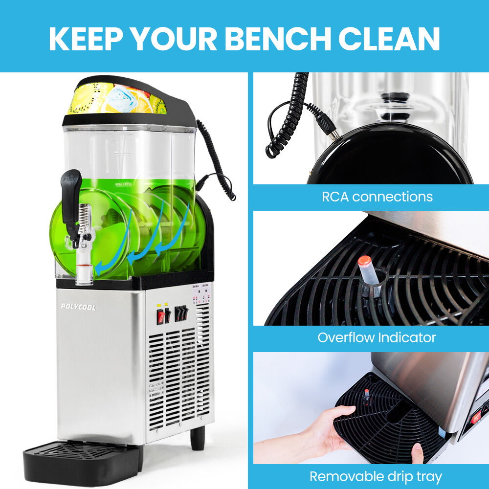 12L Commercial Slushie Machine with Donper Compressor, Stainless Steel Design