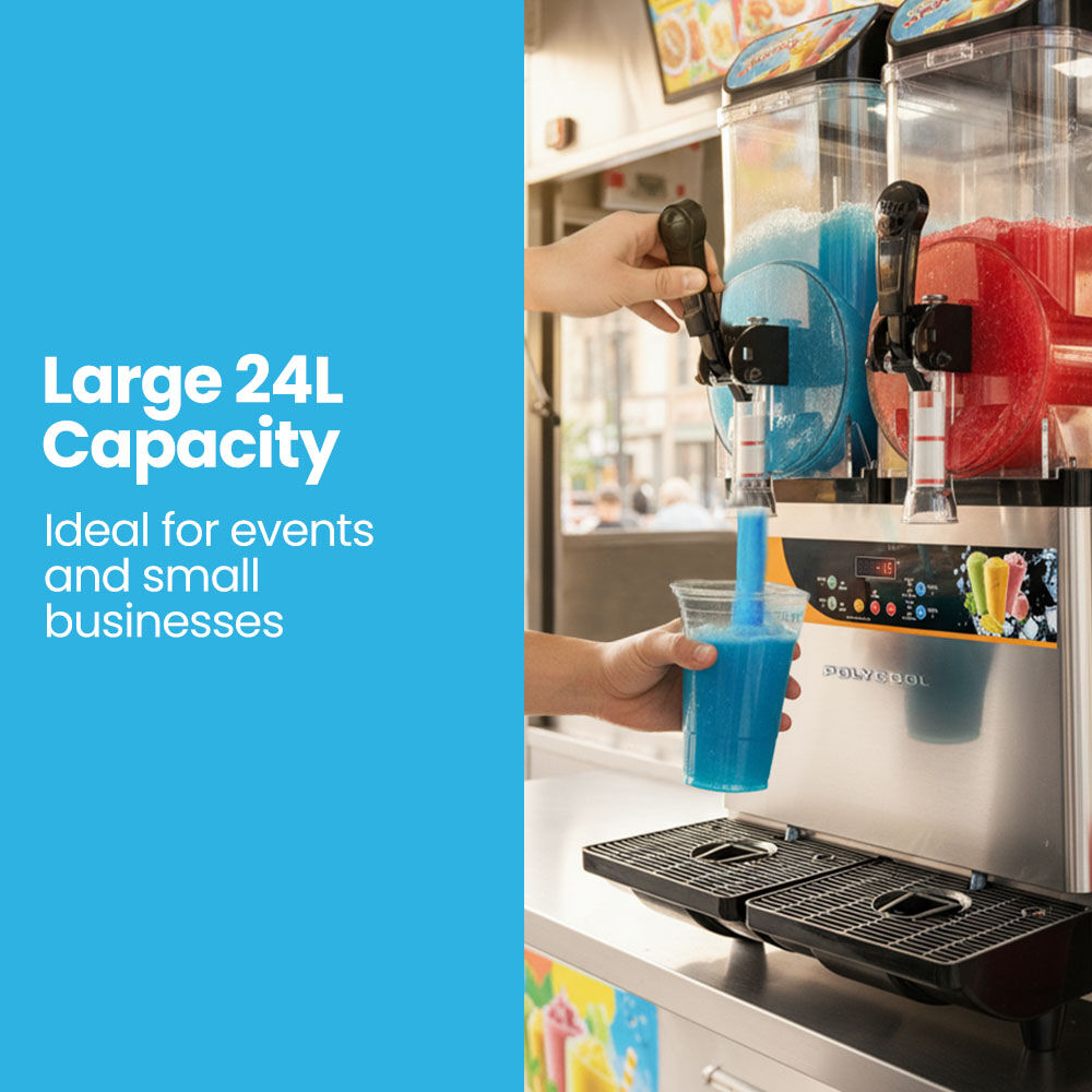 24L Double Tank Commercial Slush Machine, Digital Control Panel, SAA Approved, Juice and Frozen Slushy Maker
