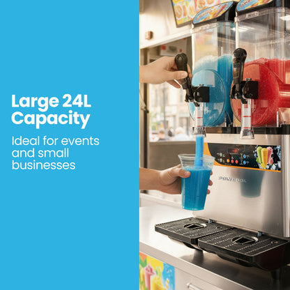 24L Double Tank Commercial Slush Machine, Digital Control Panel, SAA Approved, Juice and Frozen Slushy Maker