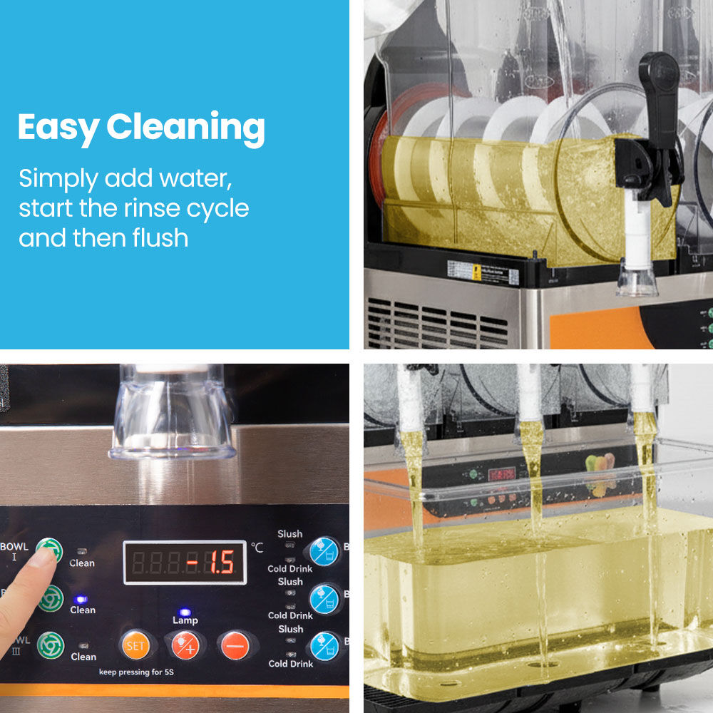 36L Triple Tank Commercial Slush Machine, Digital Control Panel, SAA Approved, Juice and Frozen Slushy Maker