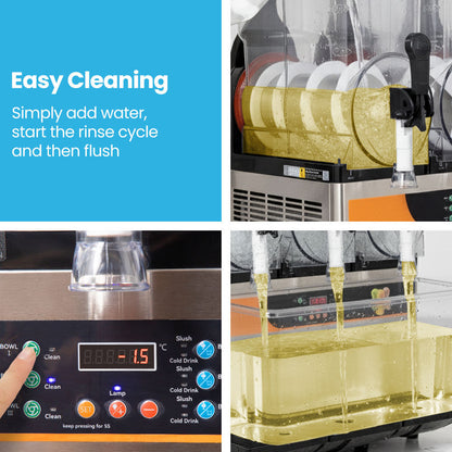 36L Triple Tank Commercial Slush Machine, Digital Control Panel, SAA Approved, Juice and Frozen Slushy Maker