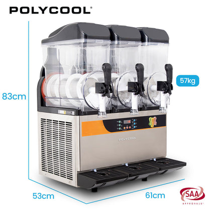 36L Triple Tank Commercial Slush Machine, Digital Control Panel, SAA Approved, Juice and Frozen Slushy Maker