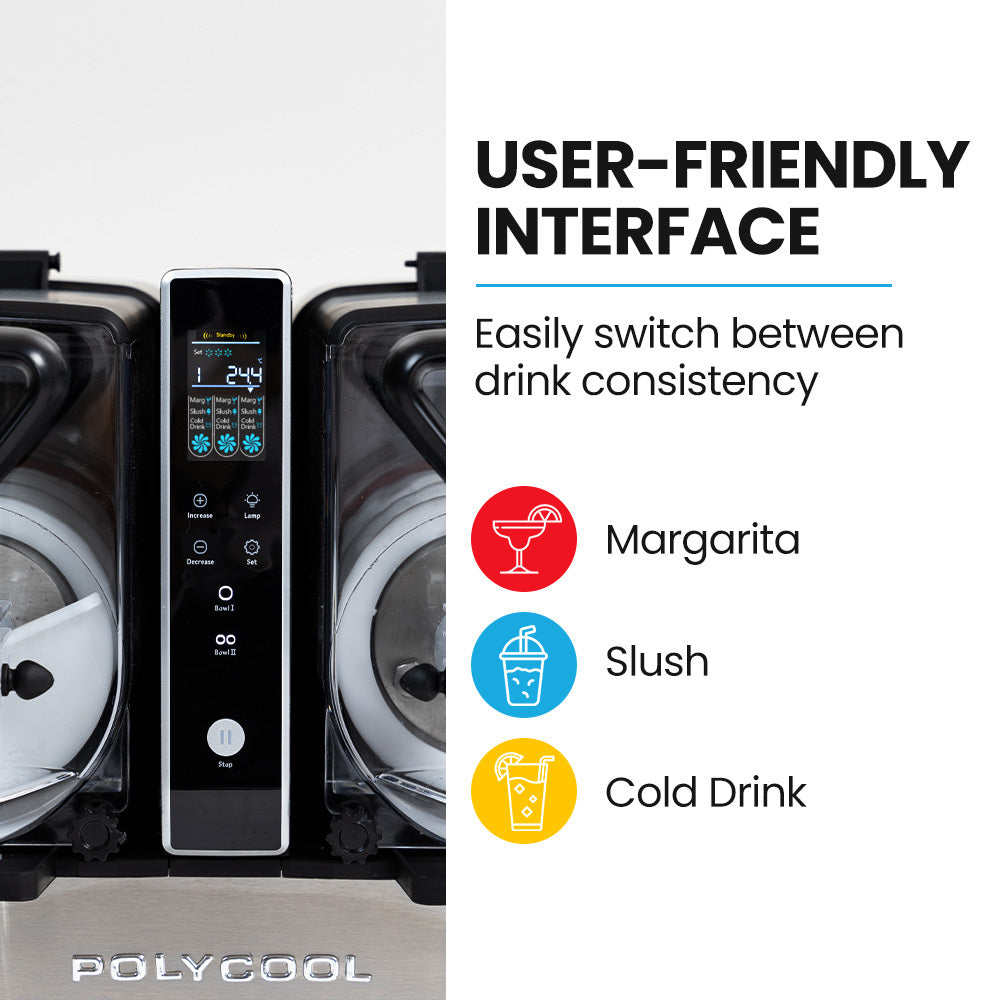 9L Triple Tank Slushie Maker with Independent Digital Control, Stainless Steel