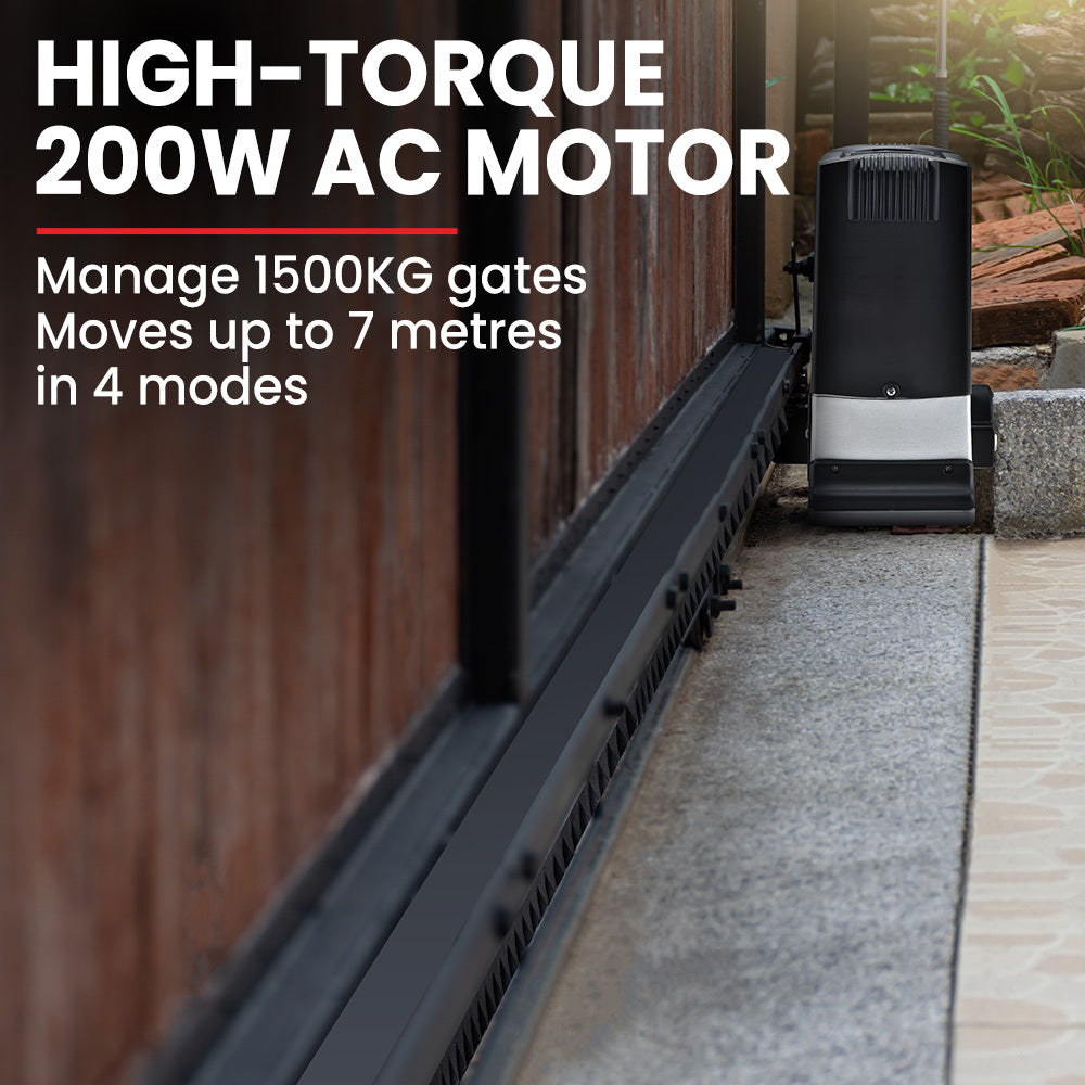 Automatic 7M Sliding Gate Opener Kit, 1500kg Capacity, 3 Remotes Included