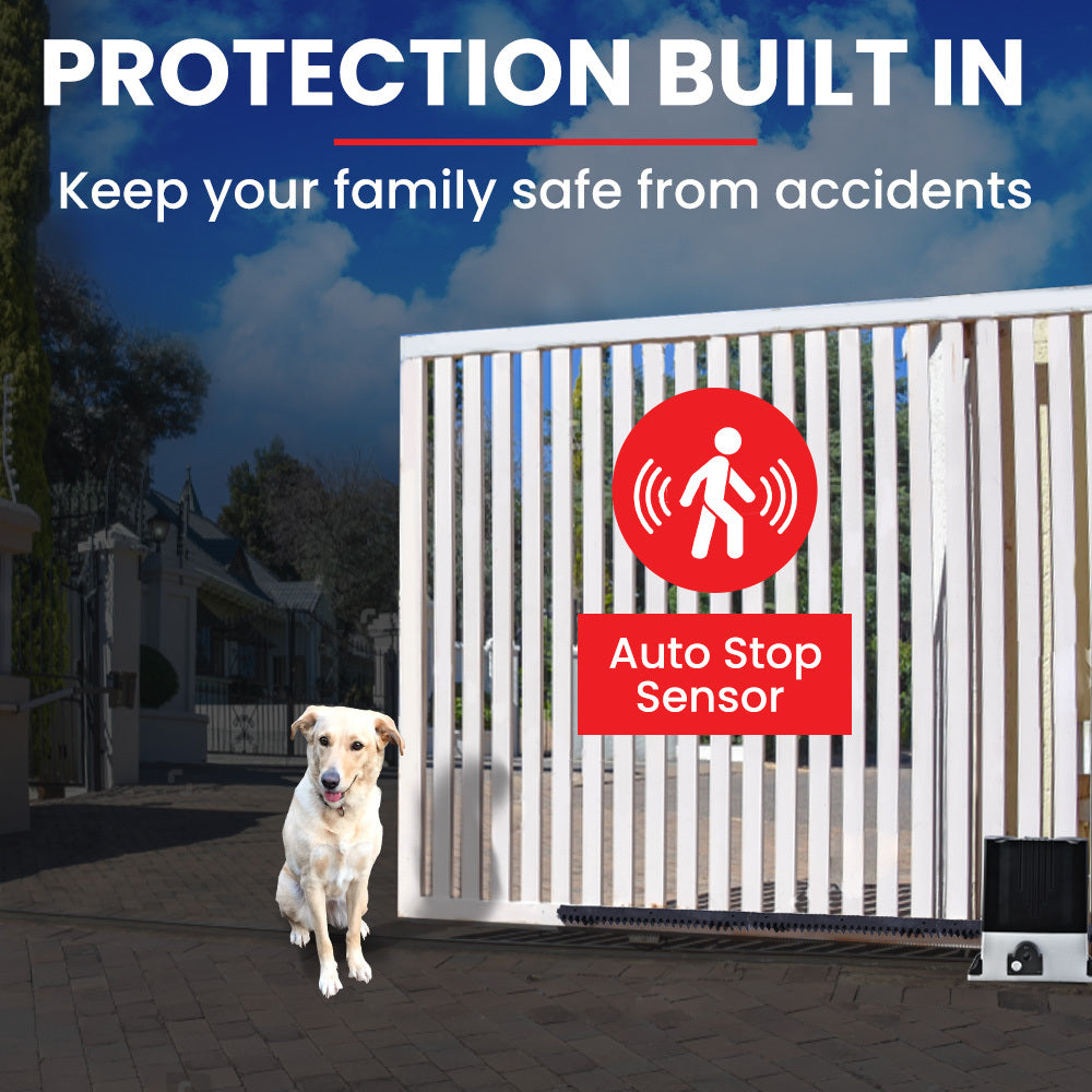 Automatic 7M Sliding Gate Opener Kit, 1500kg Capacity, 3 Remotes Included