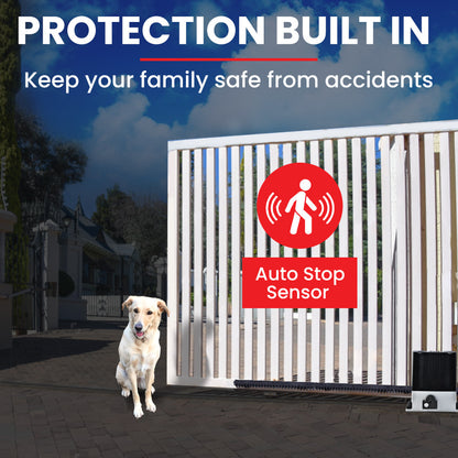 Automatic 7M Sliding Gate Opener Kit, 1500kg Capacity, 3 Remotes Included