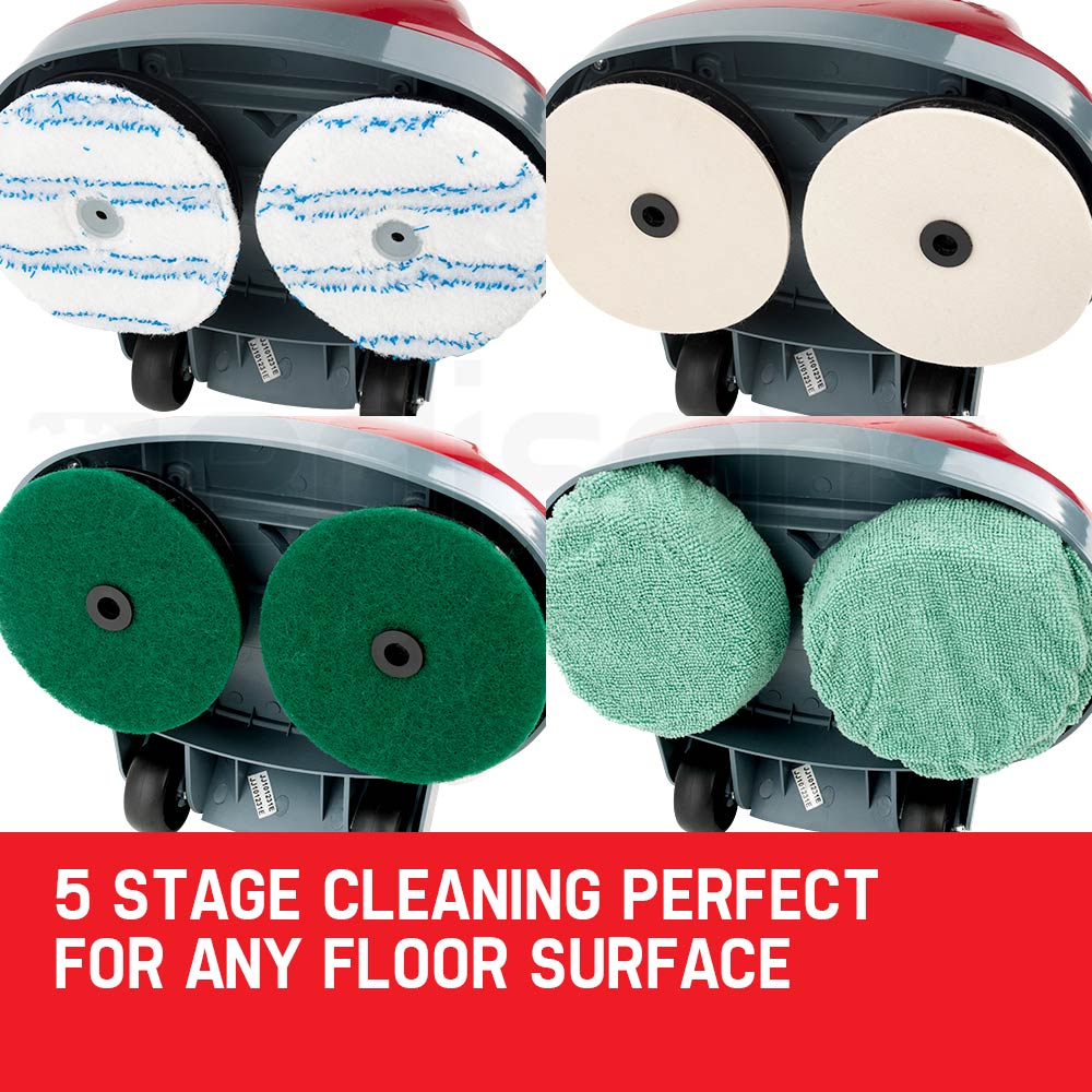Multi-Surface 5-in-1 Floor Polisher with Dual 0.4m Heads & Cleaning Accessories