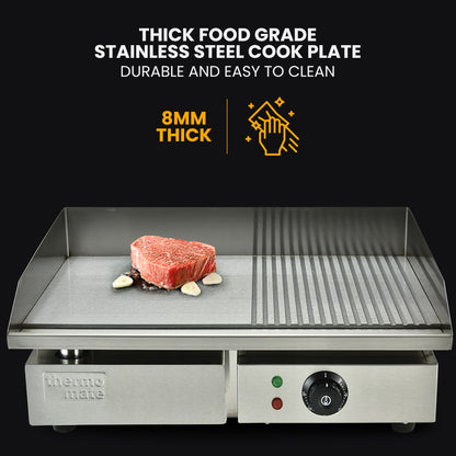 Commercial Electric Griddle 0.55x0.45m Countertop with Dual Zone Control