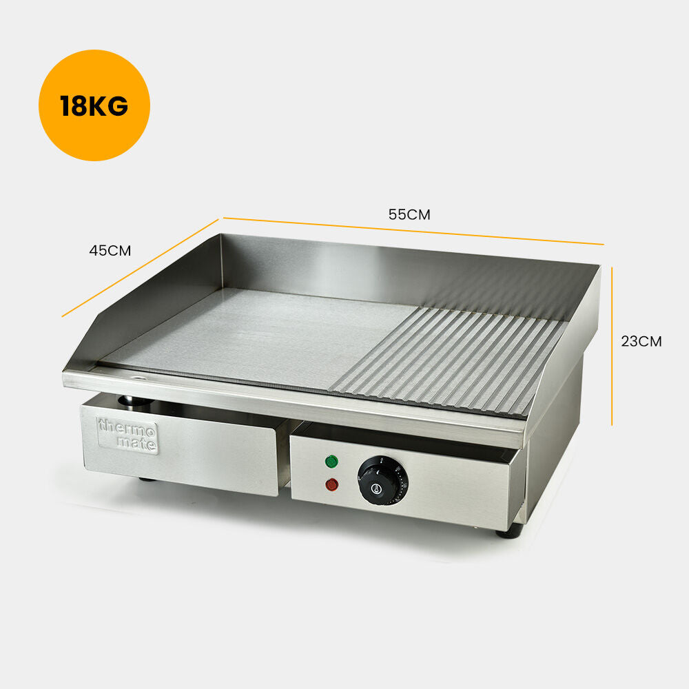 Commercial Electric Griddle 0.55x0.45m Countertop with Dual Zone Control