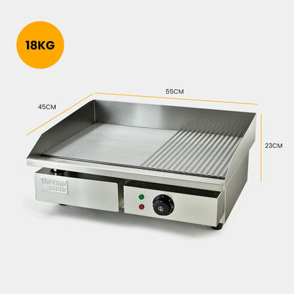Commercial Electric Griddle 0.55x0.45m Countertop with Dual Zone Control
