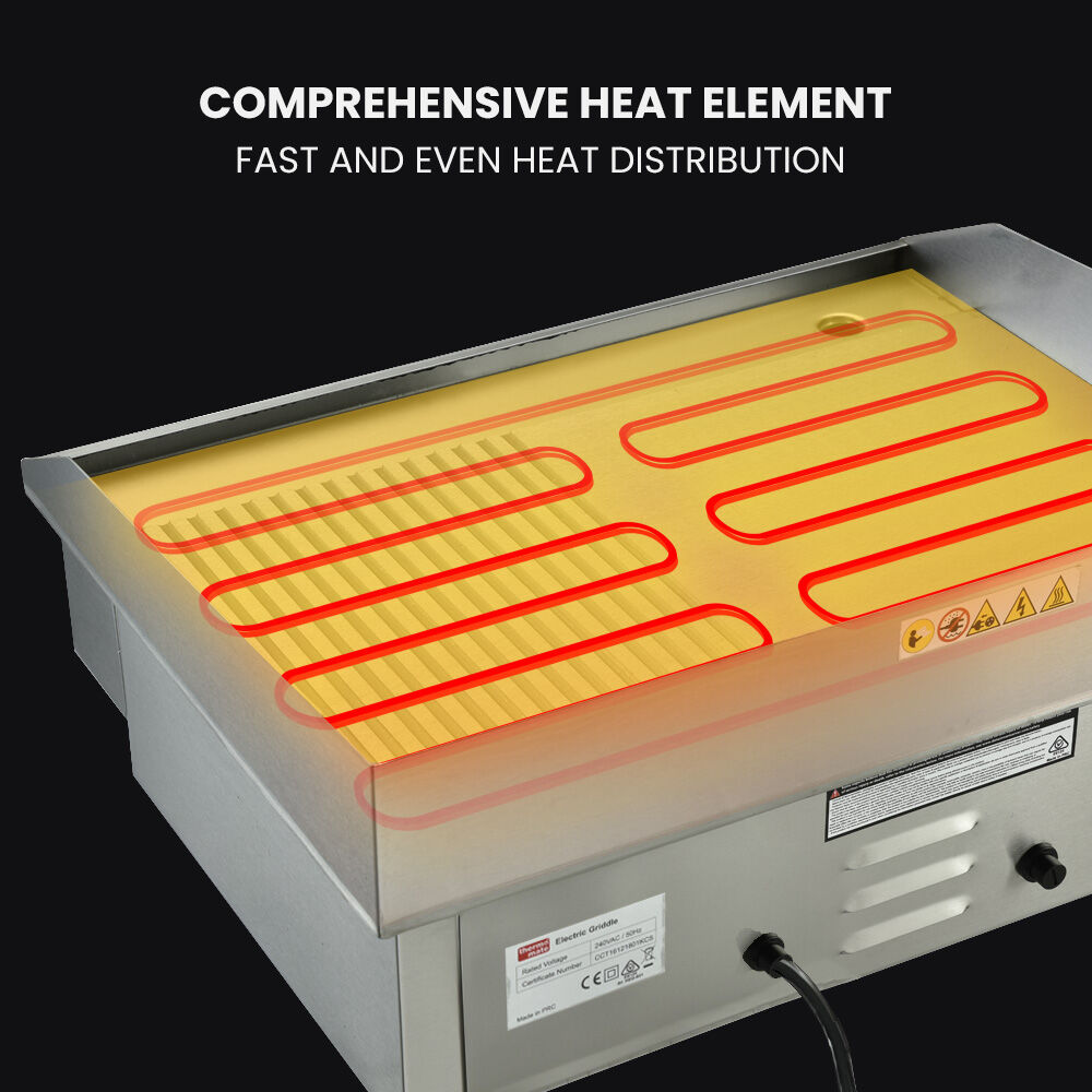 Commercial Electric Griddle 0.55x0.45m Countertop with Dual Zone Control