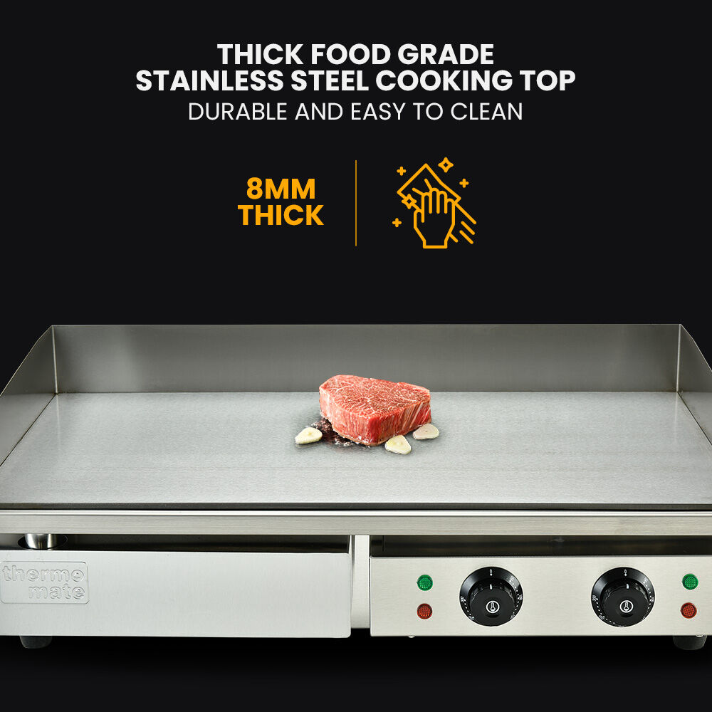Commercial Electric Griddle 4.4kW with 0.73x0.47m Plate and Dual Zone Control
