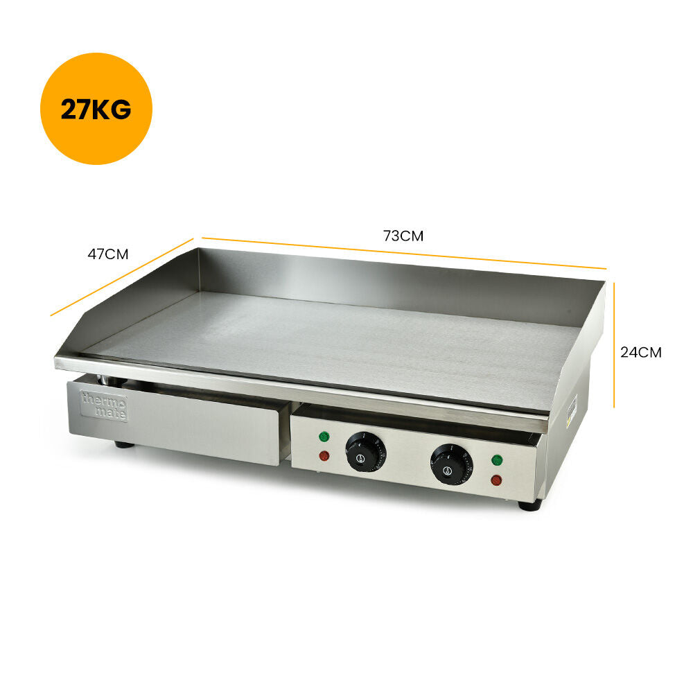 Commercial Electric Griddle 4.4kW with 0.73x0.47m Plate and Dual Zone Control