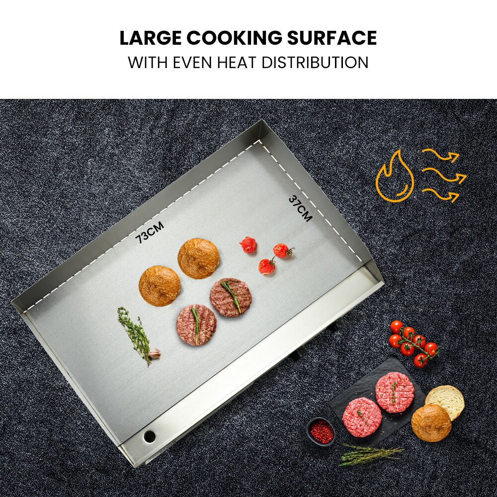 Commercial Electric Griddle 4.4kW with 0.73x0.47m Plate and Dual Zone Control