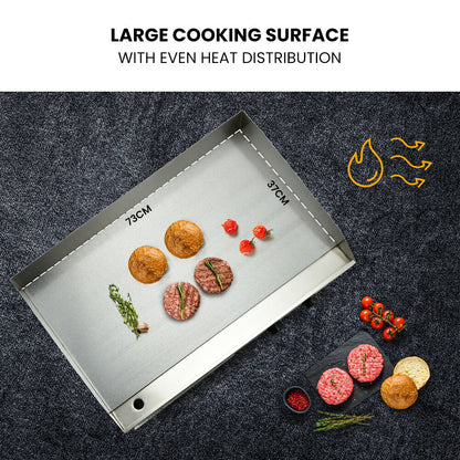 Commercial Electric Griddle 4.4kW with 0.73x0.47m Plate and Dual Zone Control