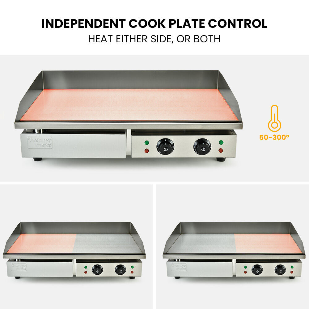 Commercial Electric Griddle 4.4kW with 0.73x0.47m Plate and Dual Zone Control
