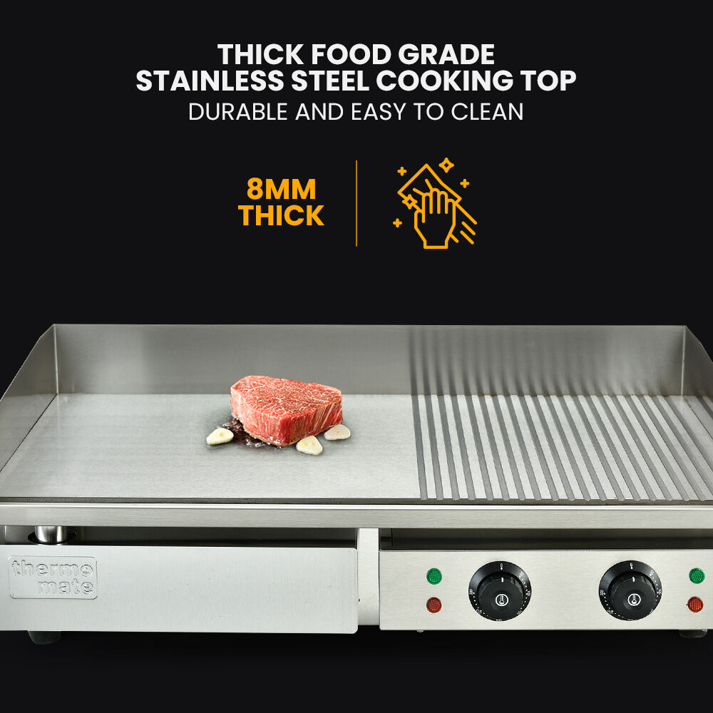 Extra Large Electric Griddle 0.73x0.40m with Dual Zone & 4.4kW Heating Power