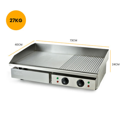 Extra Large Electric Griddle 0.73x0.40m with Dual Zone & 4.4kW Heating Power