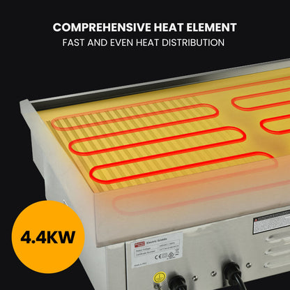 Extra Large Electric Griddle 0.73x0.40m with Dual Zone & 4.4kW Heating Power