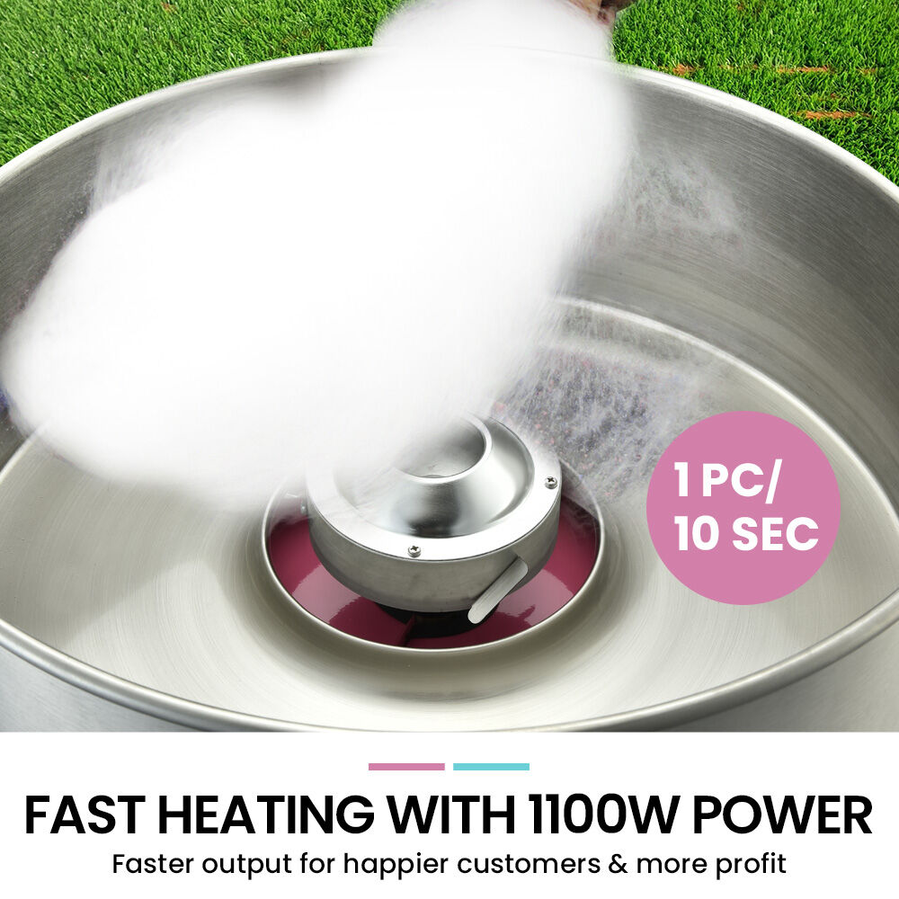 1100W Commercial Cotton Candy Maker with Large 0.52m Bowl & Storage Drawer