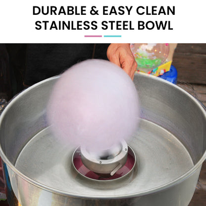 1100W Commercial Cotton Candy Maker with Large 0.52m Bowl & Storage Drawer