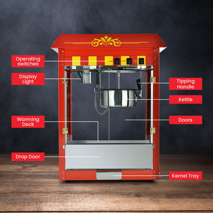 Commercial Electric Popcorn Maker with 1.44m Heating Power and 226g Kettle