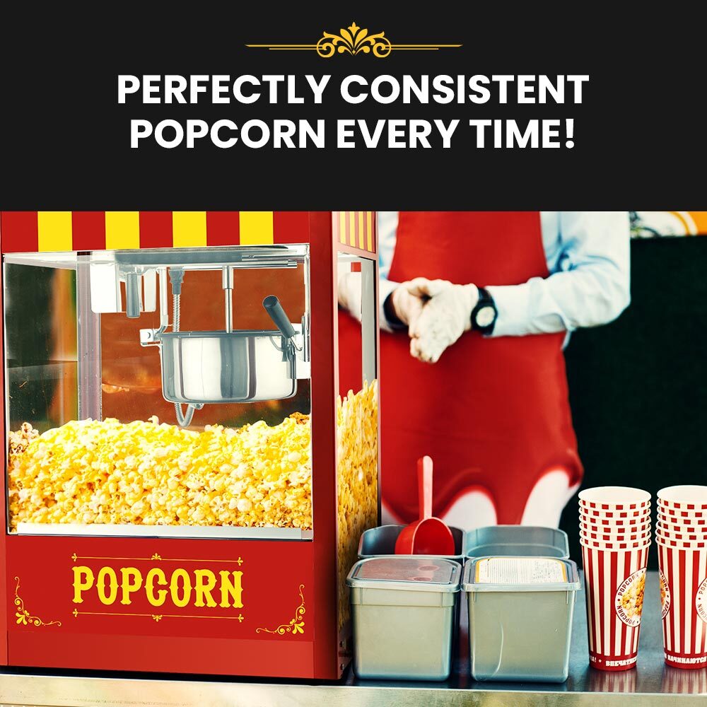 Commercial Electric Popcorn Maker with 1.44m Heating Power and 226g Kettle