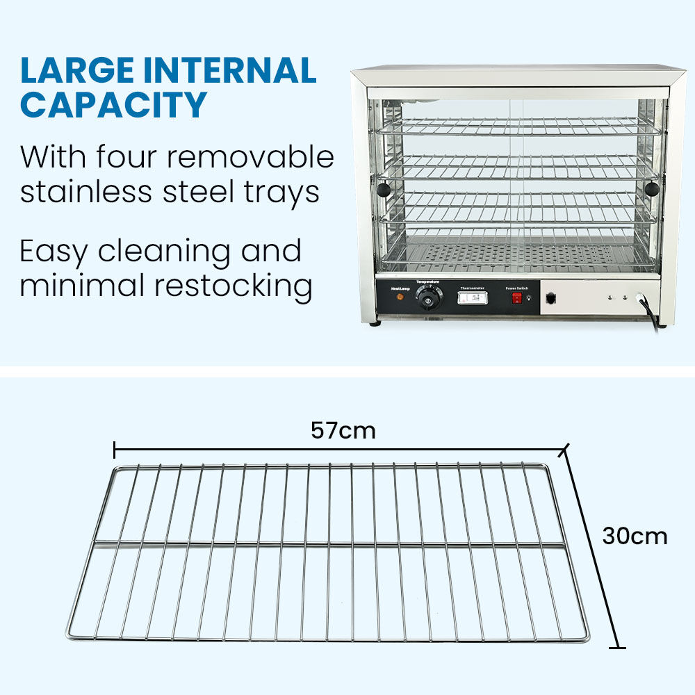 4-Tier Stainless Steel Food Warmer Display with Adjustable Shelves, 0.64m Wide