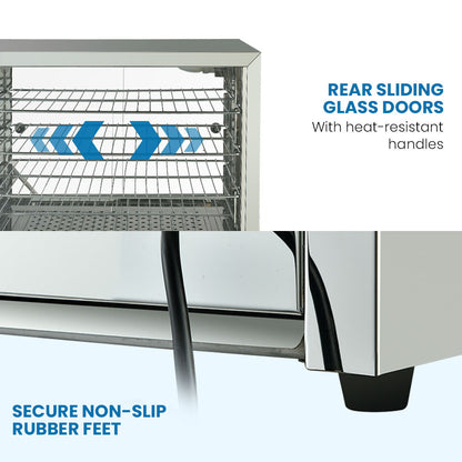 4-Tier Stainless Steel Food Warmer Display with Adjustable Shelves, 0.64m Wide