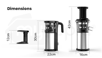 Cold Press Slow Juicer with Sorbet Function and Whole Fruit Chute, 250W Motor