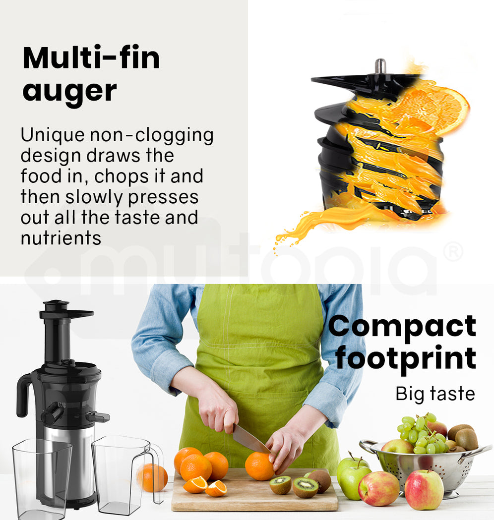 Cold Press Slow Juicer with Sorbet Function and Whole Fruit Chute, 250W Motor