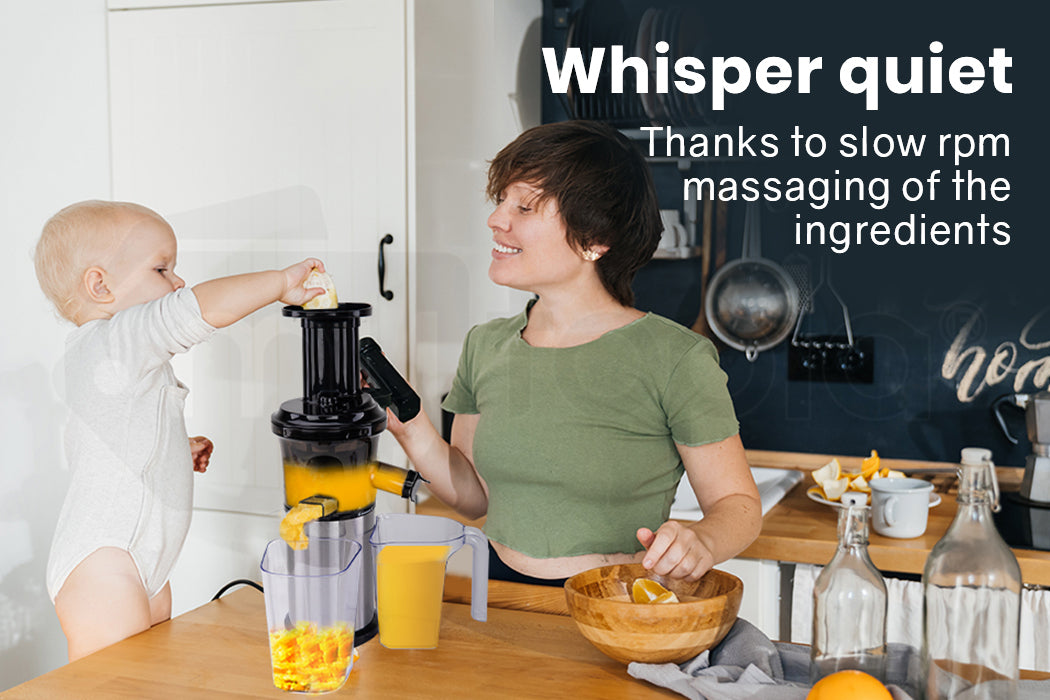 Cold Press Slow Juicer with Sorbet Function and Whole Fruit Chute, 250W Motor