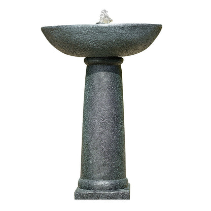 Solar-Powered Bird Bath Fountain with LED Lights and Battery Backup, Dark Grey