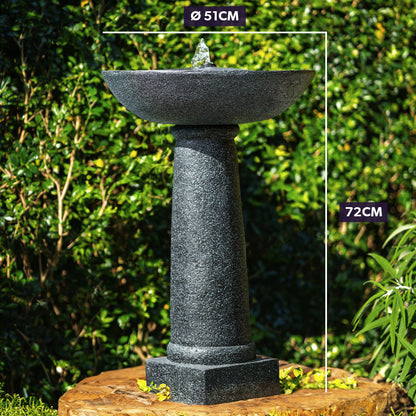 Solar-Powered Bird Bath Fountain with LED Lights and Battery Backup, Dark Grey
