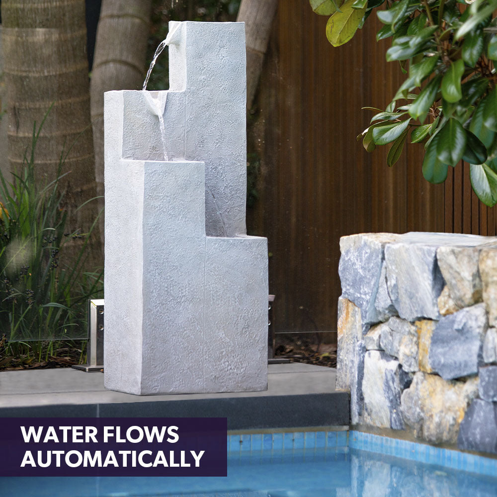 Outdoor Solar Water Fountain with LED Lights, 4-Level Cascading Design, 0.6m Panel