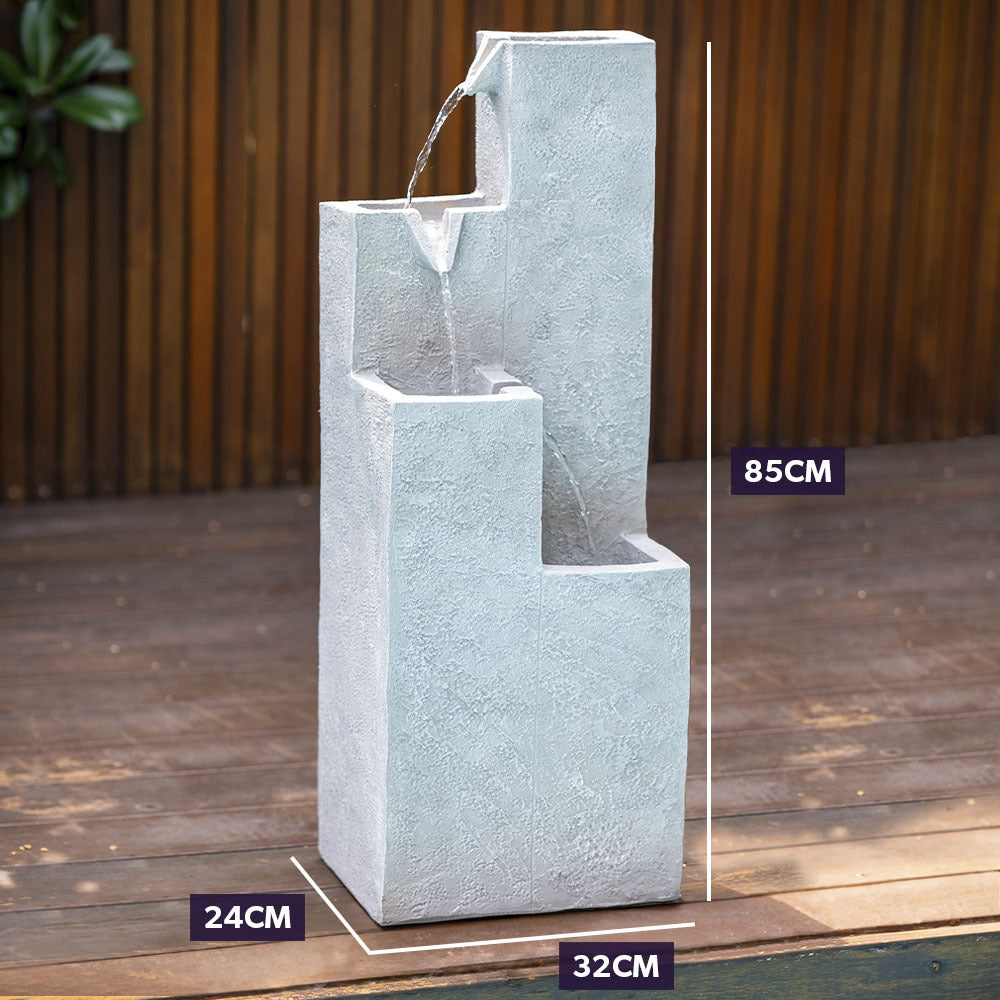 Outdoor Solar Water Fountain with LED Lights, 4-Level Cascading Design, 0.6m Panel
