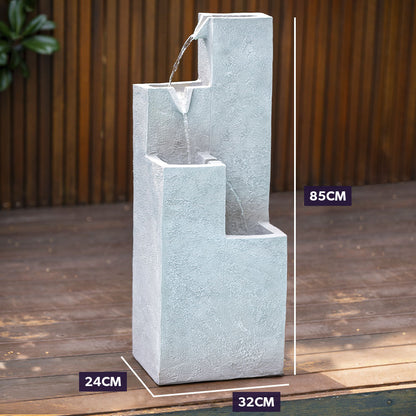 Outdoor Solar Water Fountain with LED Lights, 4-Level Cascading Design, 0.6m Panel