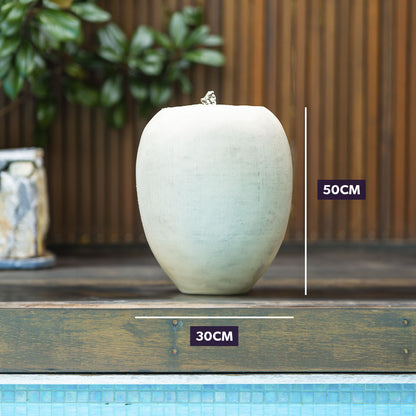 Solar-Powered Pot Style Water Feature with LED Lights and Battery Backup