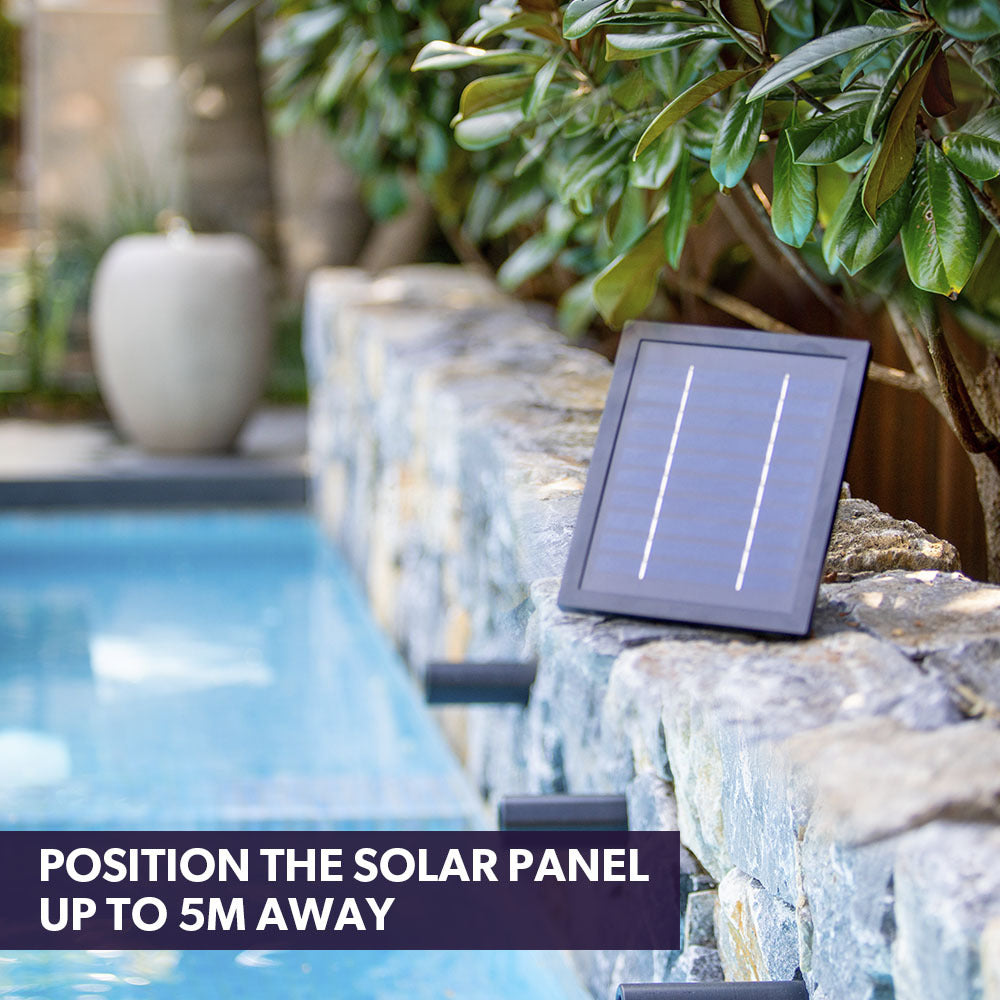 Solar-Powered Pot Style Water Feature with LED Lights and Battery Backup