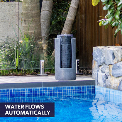 Two Tone Solar Tower Fountain with LED Lights and Panel Kit, 2m Feature