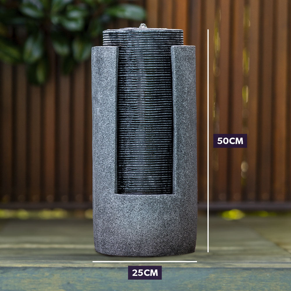 Two Tone Solar Tower Fountain with LED Lights and Panel Kit, 2m Feature