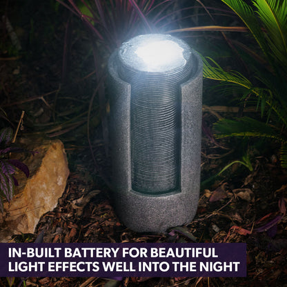 Two Tone Solar Tower Fountain with LED Lights and Panel Kit, 2m Feature