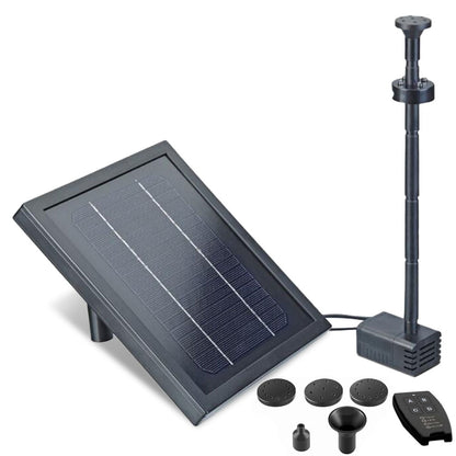 Solar Pond Fountain Pump Kit w/ Remote, 1.2m Spray, LED & Battery Backup