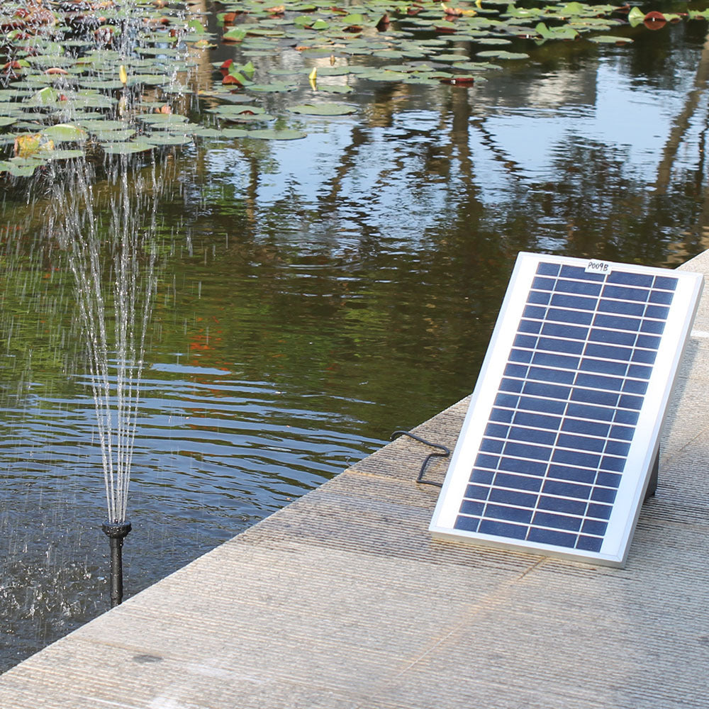 Solar Pond Fountain Pump Kit w/ Remote, 1.2m Spray, LED & Battery Backup