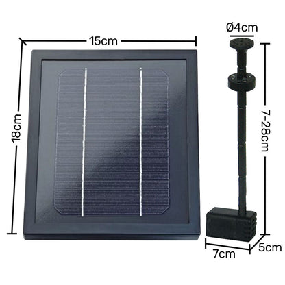 Solar Pond Fountain Pump Kit w/ Remote, 1.2m Spray, LED & Battery Backup
