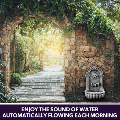 Lion Head Solar Water Fountain with LED Lights, Weatherproof Polyresin Design
