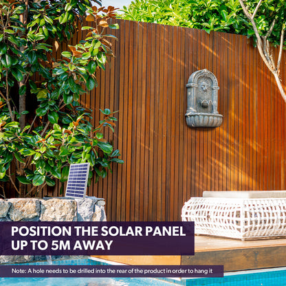 Lion Head Solar Water Fountain with LED Lights, Weatherproof Polyresin Design