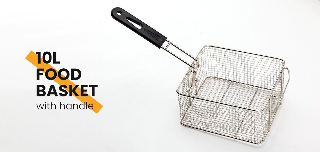 Commercial Electric Deep Fryer with 10L Basket and 3kW Heater, Stainless Steel