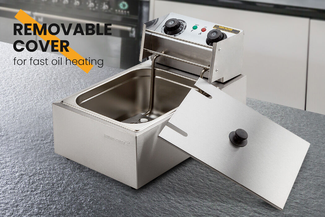 Commercial Electric Deep Fryer with 10L Basket and 3kW Heater, Stainless Steel